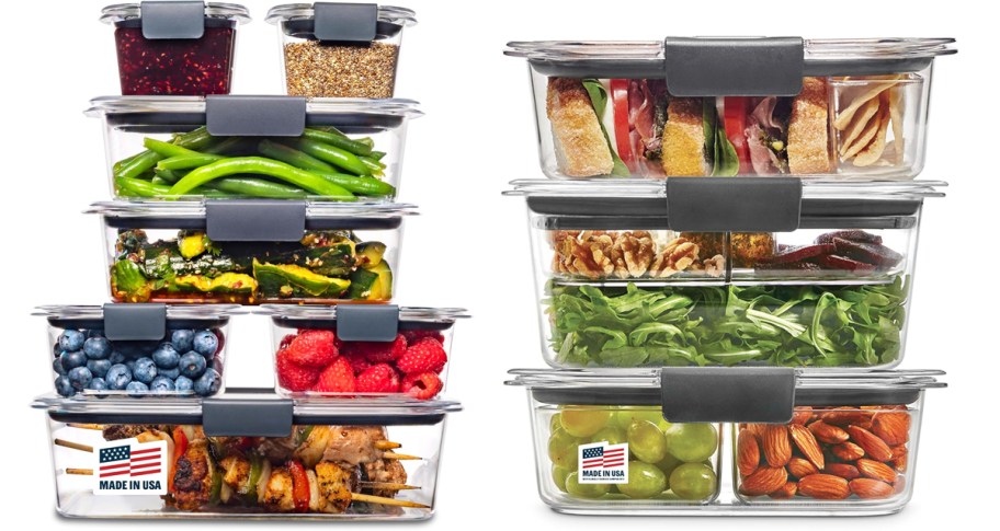 stacked Rubbermaid Brilliance Container sets