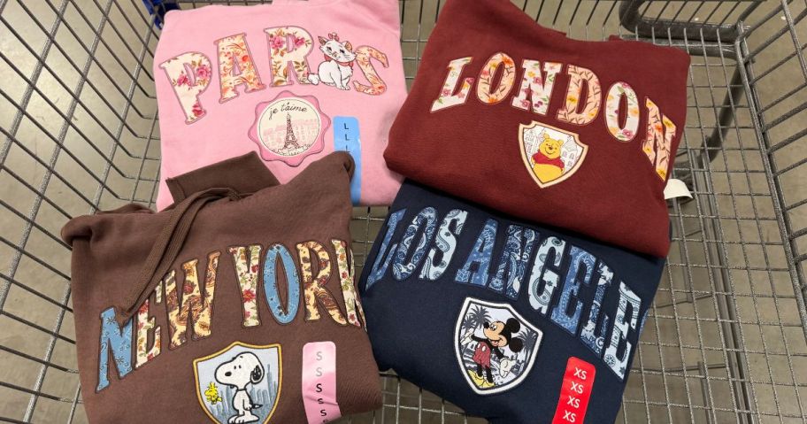 Sam's Club Cart with 4 Patchwork Character Hoodies Inside