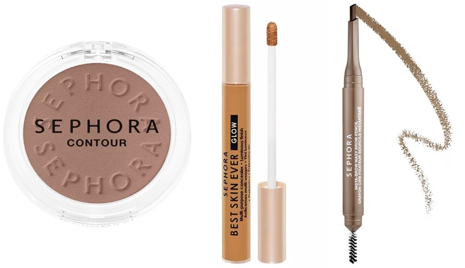 Sephora Collection powder, concealer, and brow pencil