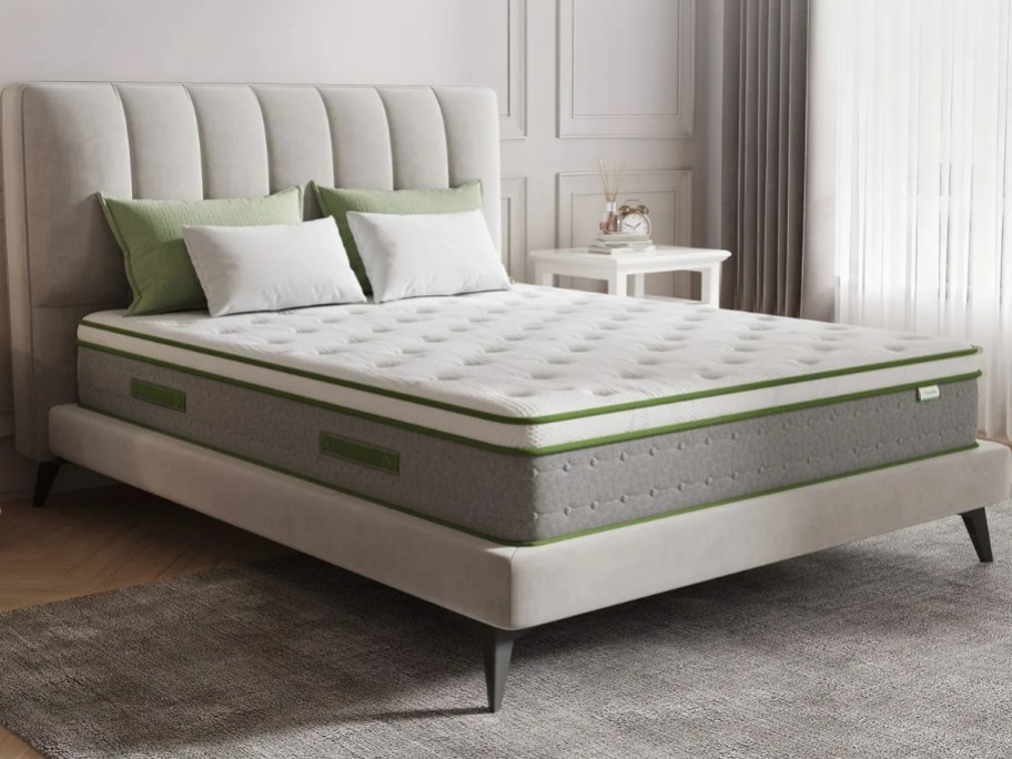 memory foam mattress on a bed frame