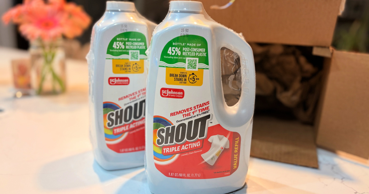 TWO Huge Shout Stain Remover Refill Bottles Just $6.85 Delivered