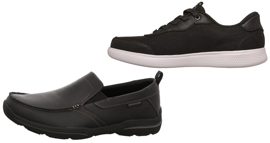 Skechers Men's Relaxed Fit Harper Forde Loafers and BOBS Women's Skip Cute City Stride Slip-ins
