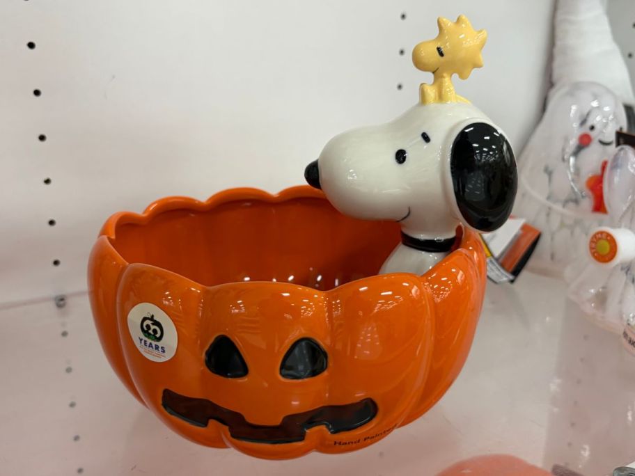 Peanuts Halloween Candy Bowl with Snoopy and Woodstock