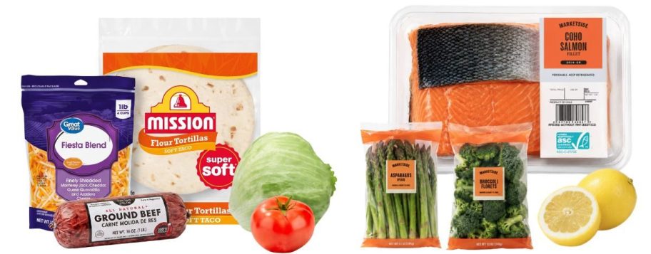 Soft Shell Taco Bar Meal Bundle and Marketside Grilled Salmon & Veggies Meal Bundle
