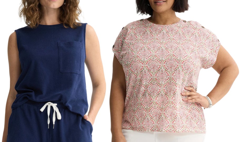 Sonoma Goods For Life Towel Terry Tank Top and Plus-Size Croft & Barrow Extended Shoulder Top