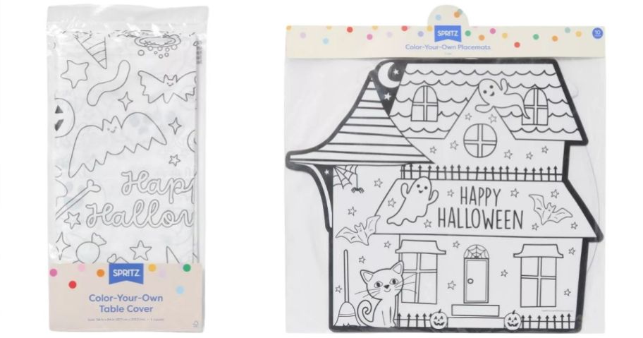 Spritz Halloween Color Your Own Table Cover and Paper Placemat