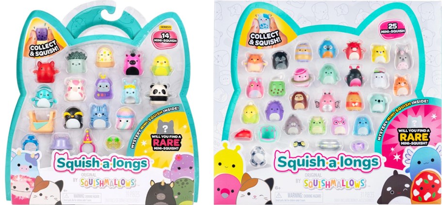 two sets of Squish-a-longs toys