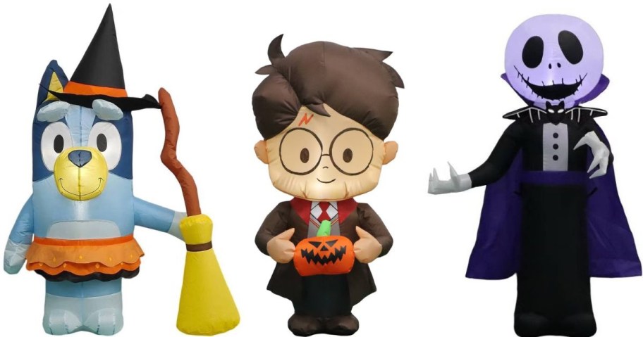 Stock images of Bluey, Harry Potter and Jack Skellington Halloween Inflatables