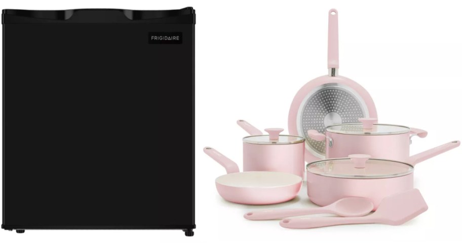 mini fridge and pan set
