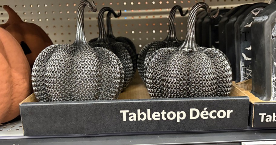 Textured black pumpkin decor