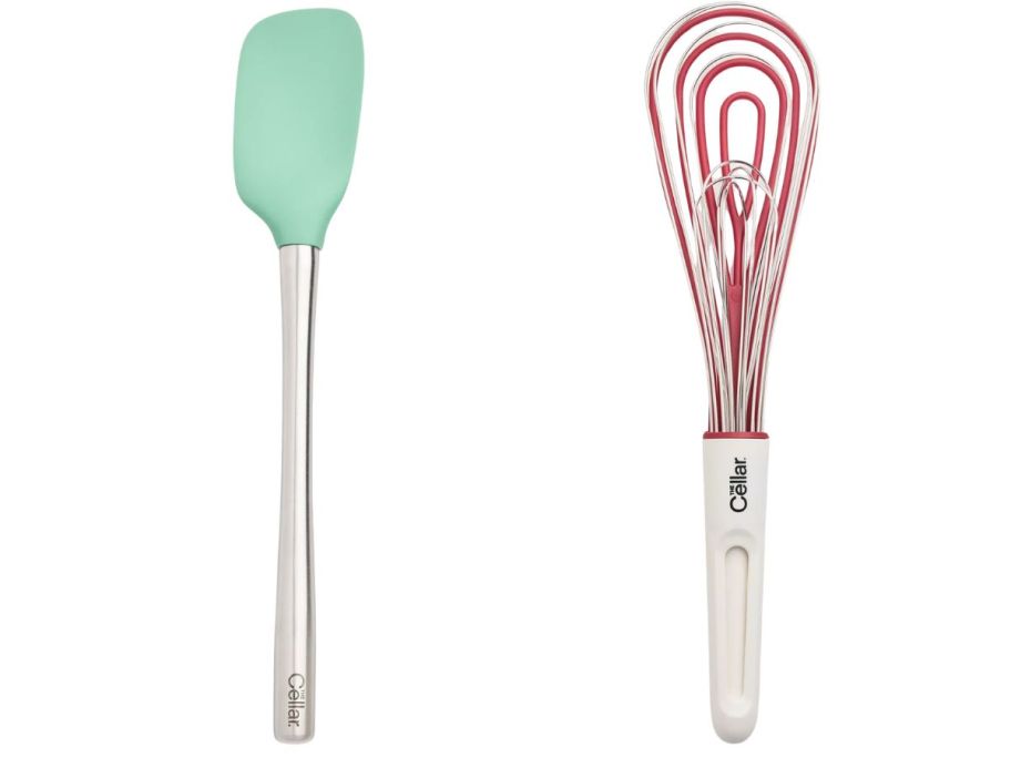 The Cellar green Stainless Steel Handle & red Silicone Head Spoonula and 4-In-1 Whisk