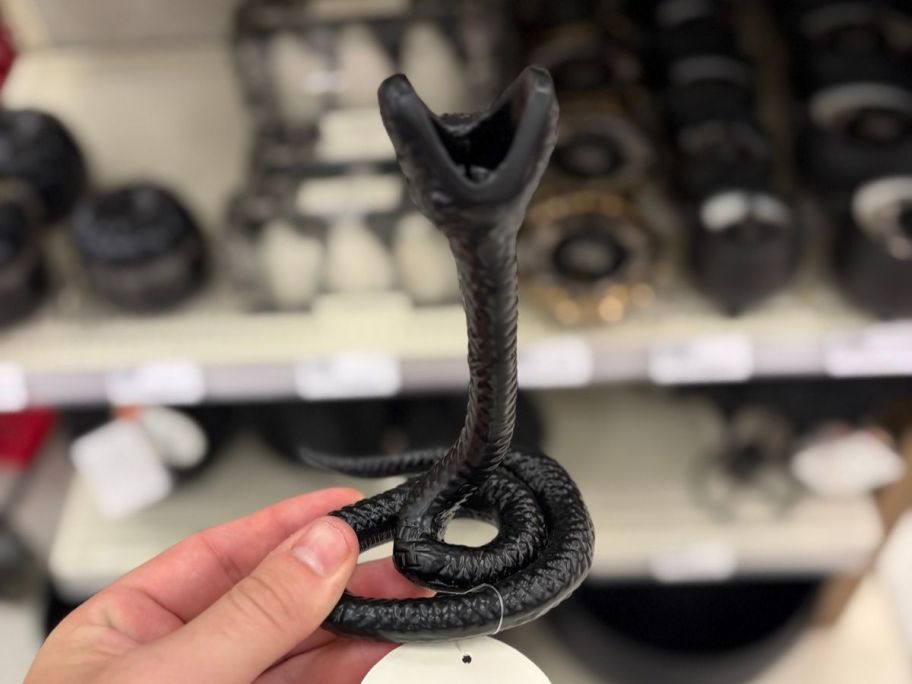 Threshold Halloween Single Headed Snake Candle Holder in hand in store