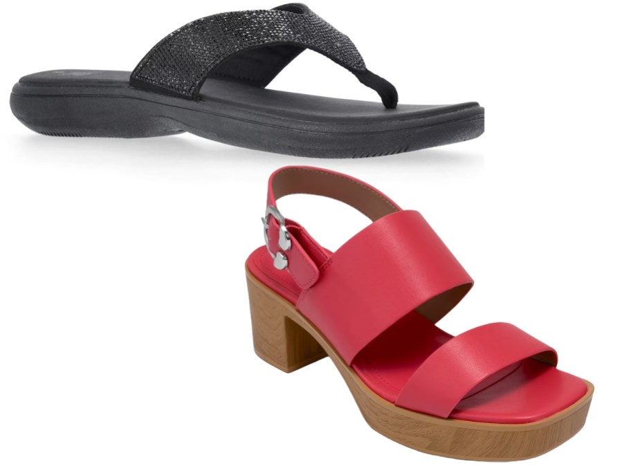 Time and Tru Women’s Comfort Glitter Flip Flop Sandals and Aerosoles Tara Women's Comfort Heeled Sandal