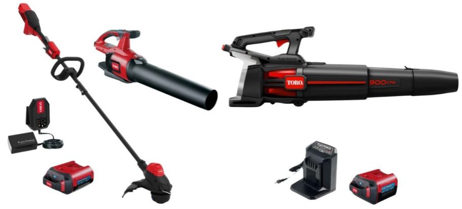 Toro Flex-Force 60V Max Cordless Battery String Trimmer & Leaf Blower Combo Kit and leaf blower with battery and charger