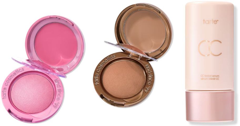 Stock images of tarte Macaron Blush Duo, Contour Duo and CC Serum