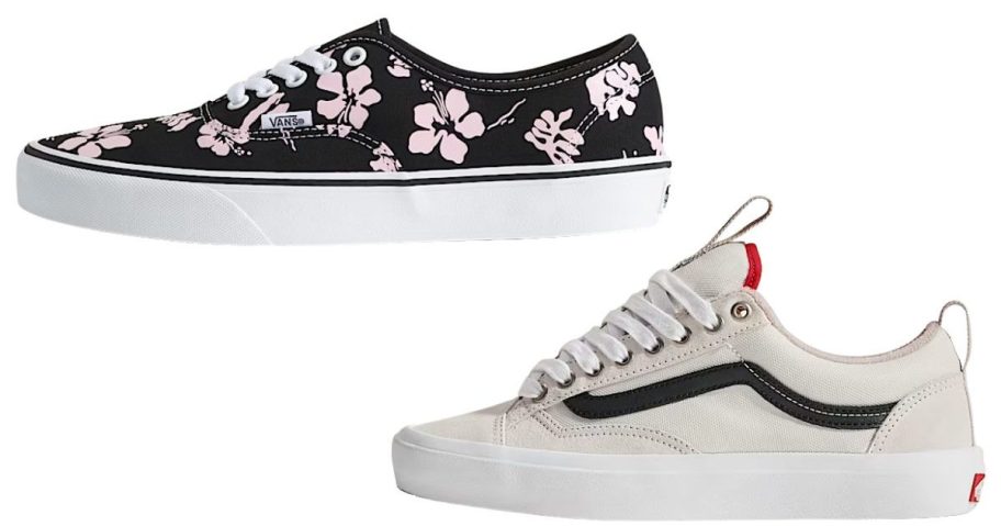 Adult vans in floral pattern and beige 