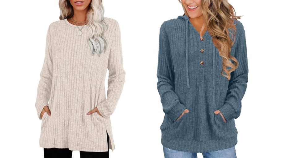 WOmen's amazon top beige and blue