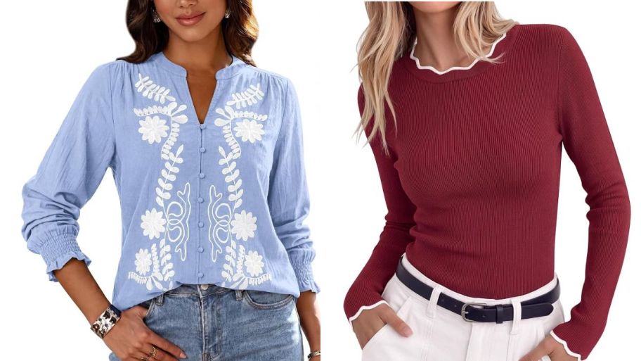 WOmen's amazon tops blue and red