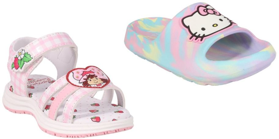 Stock images of Strawberry Shortcake and Hello Kitty Kids Shoes