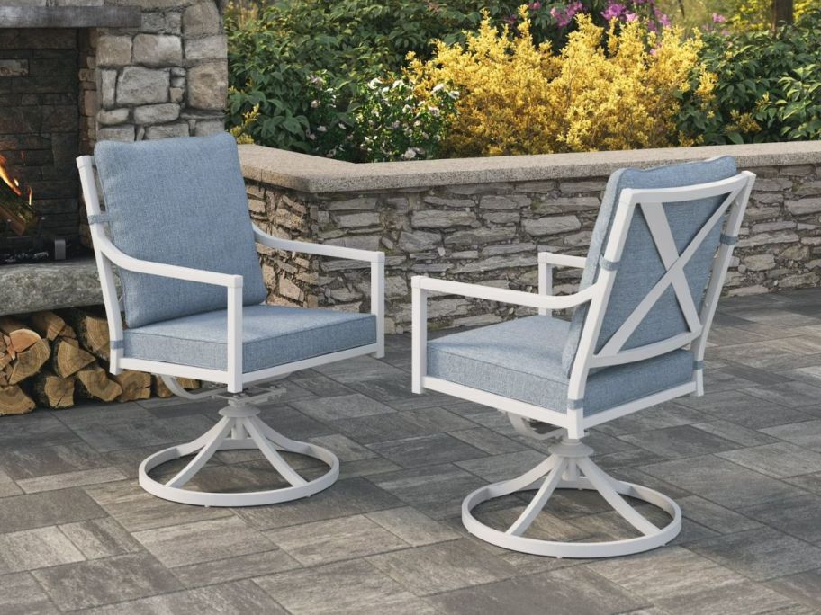 2 My Texas House Cambria Steel Swivel Outdoor Dining Chair