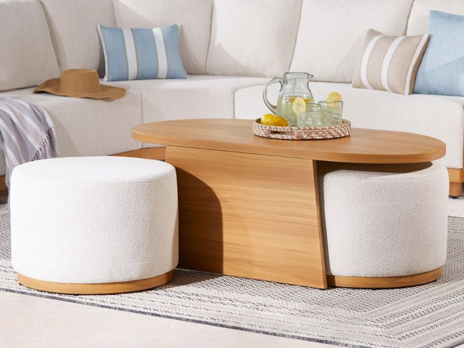 Better Homes & Gardens Juliet Outdoor Coffee Table w/ 2 Ottomans 