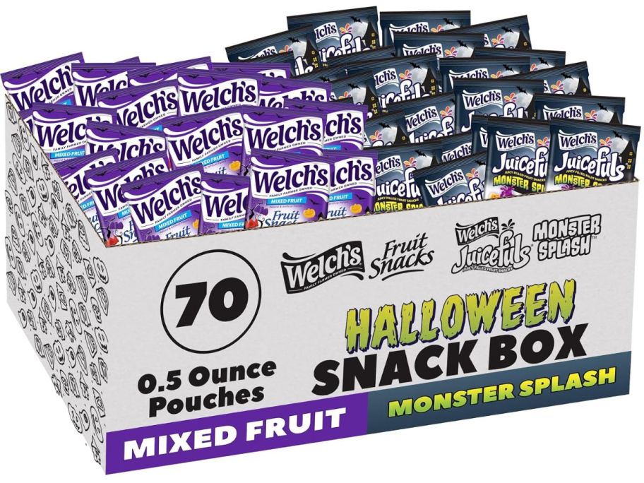 Stock image of a 70-count Halloween box of Welch's Fruit Snacks