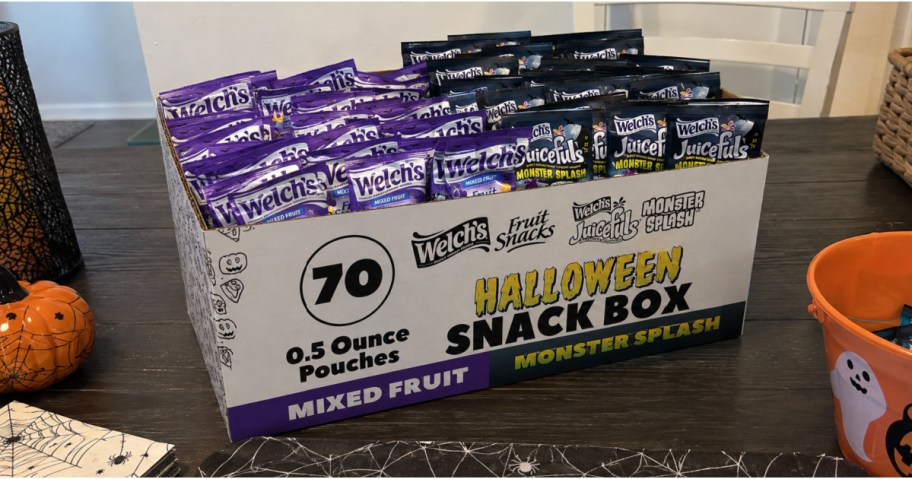 Welch's Halloween snack box filled with 70 different fruit snacks