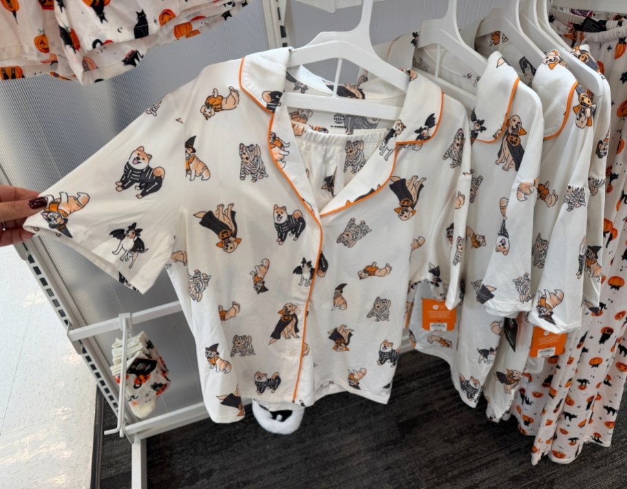 halloween dog print notch collar pj sets