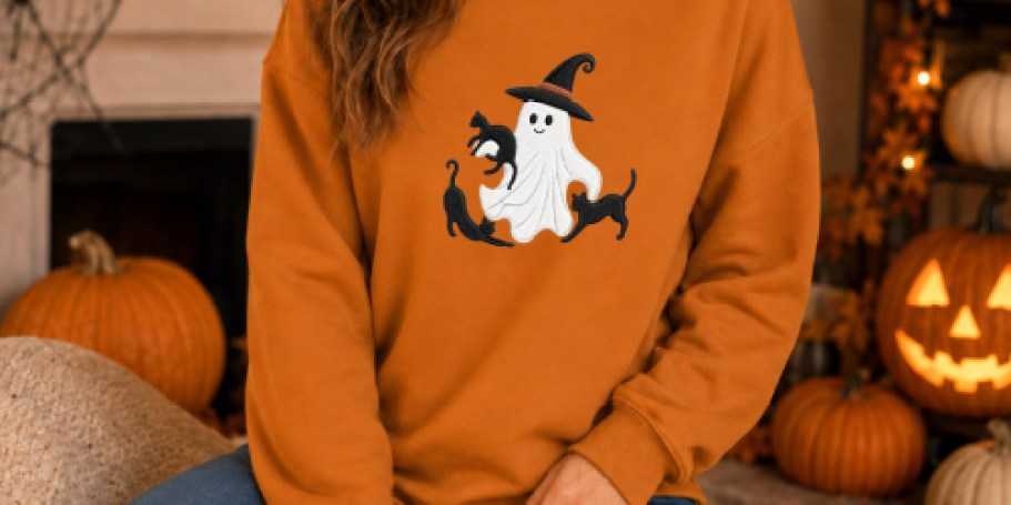 Women’s Embroidered Halloween Sweatshirt Only $9.99 on Amazon (Reg. $30)