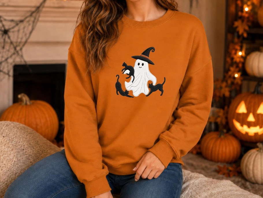Women’s Embroidered Halloween Sweatshirt Only $9.99 on Amazon (Reg. $30)