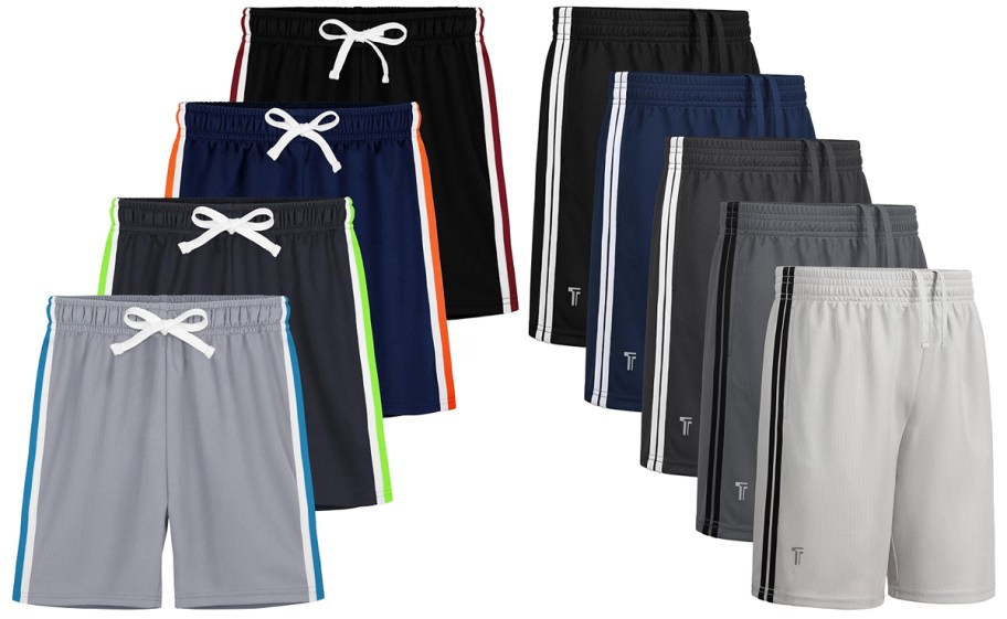 Yeriok Boys Athletic Mesh Shorts 4-Pack and Tuliara Boys Athletic Shorts 5-Pack