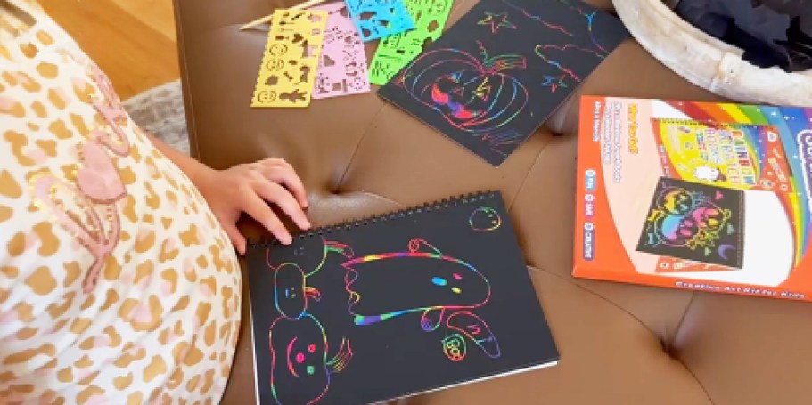 Rainbow Scratch Art Books 2-Pack w/ Stencils Only $4.99 on Amazon (Reg. $10)