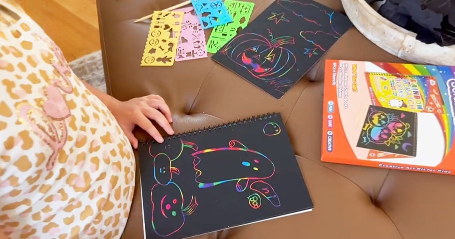 Rainbow Scratch Art Books 2-Pack w/ Stencils Only $4.99 on Amazon (Reg. $10)