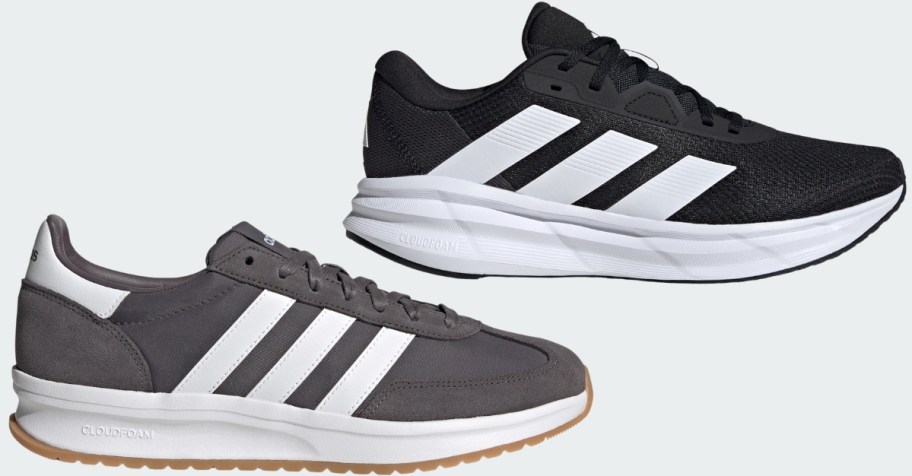 gray and black adidas sneakers