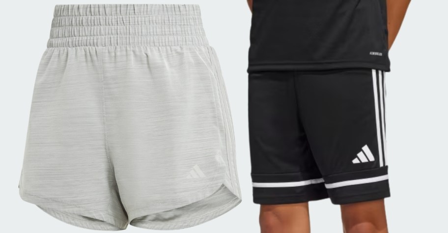 two pair of adidas shorts