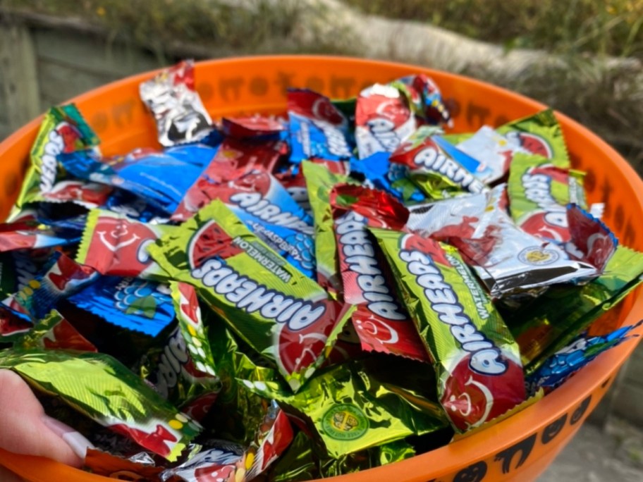 orange bowl of mini airheads