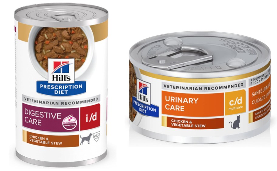 cans of dog and cat food