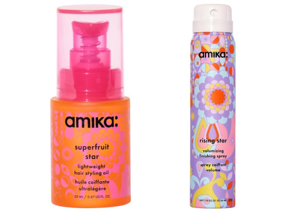 amika Superfruit Star Lightweight Hair Styling Oil and Rising Star Volumizing Finishing Spray