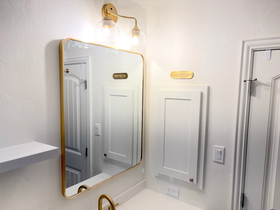 bathroom light and vanity mirror