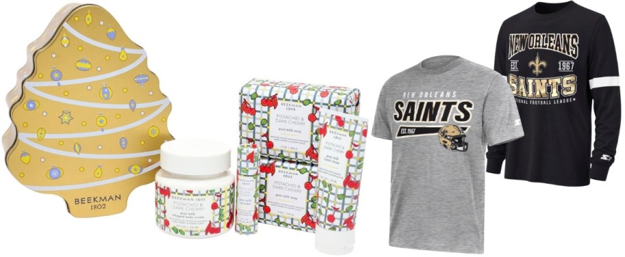 beekman gift set and NFL tees
