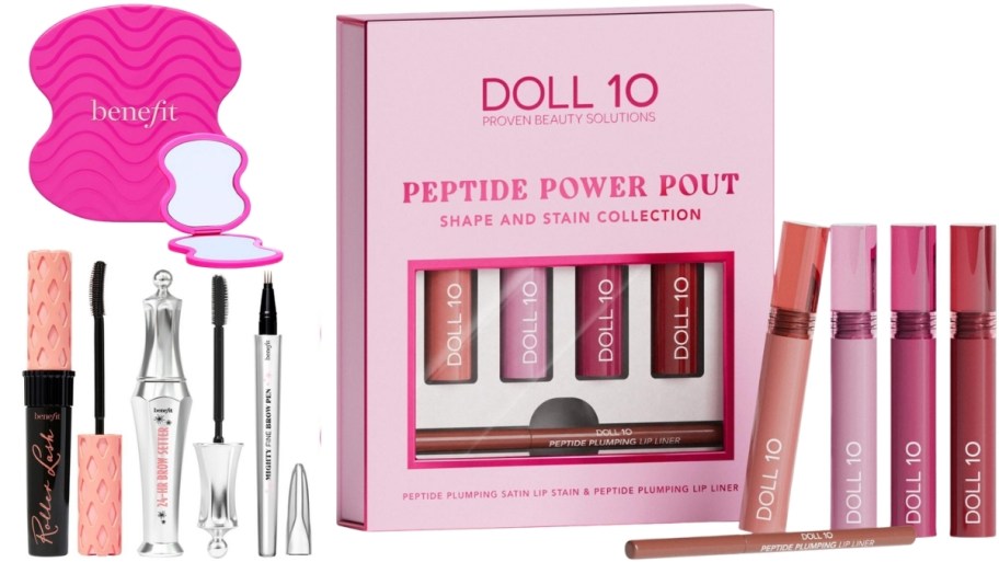 benefit brow and lash kit and Doll 10 peptide lip kit