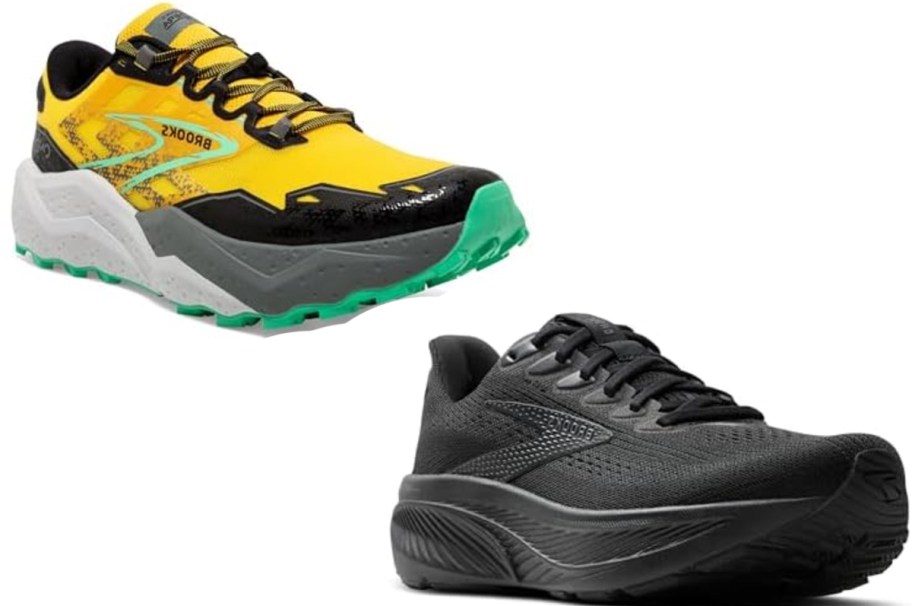 yellow and black brooks running shoes 