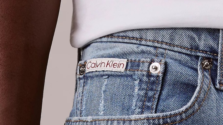 a tag on a pair of calvin klein jeans