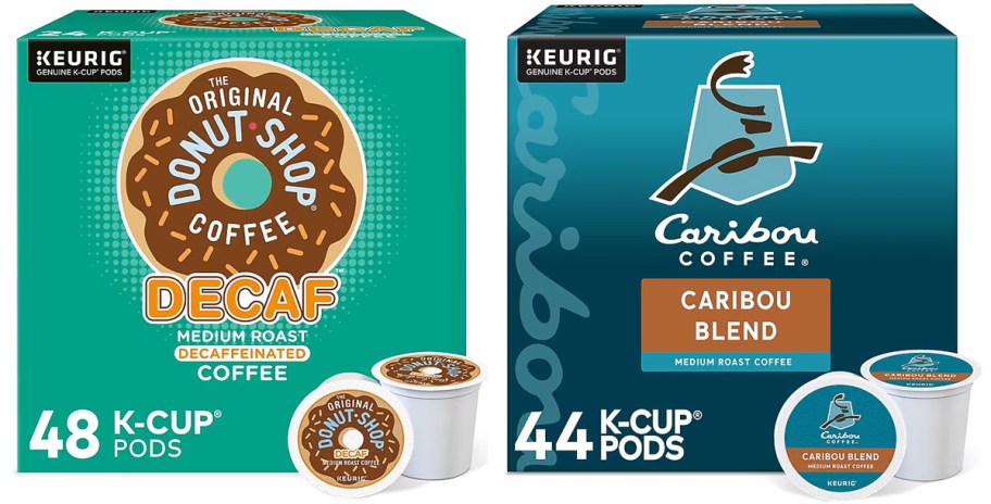donut shop and caribou kcup coffee boxes 