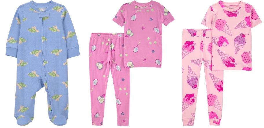 blue and pink pajama kids sets 