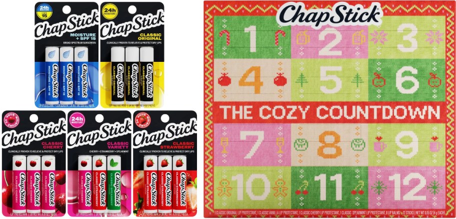 15 count vareity pack and chapstick advent calendar