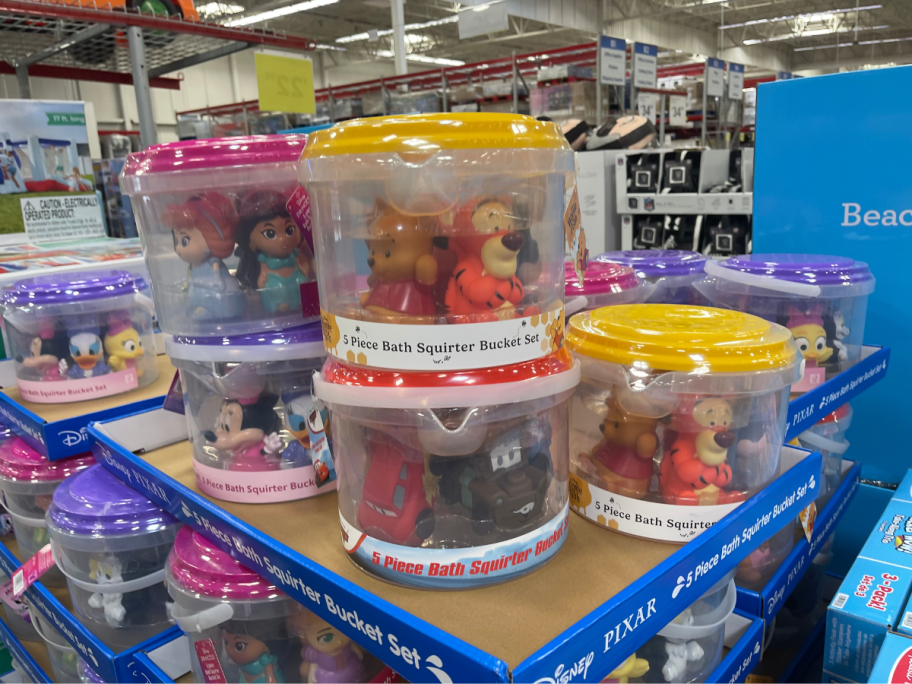 disney bath toy sets in a store