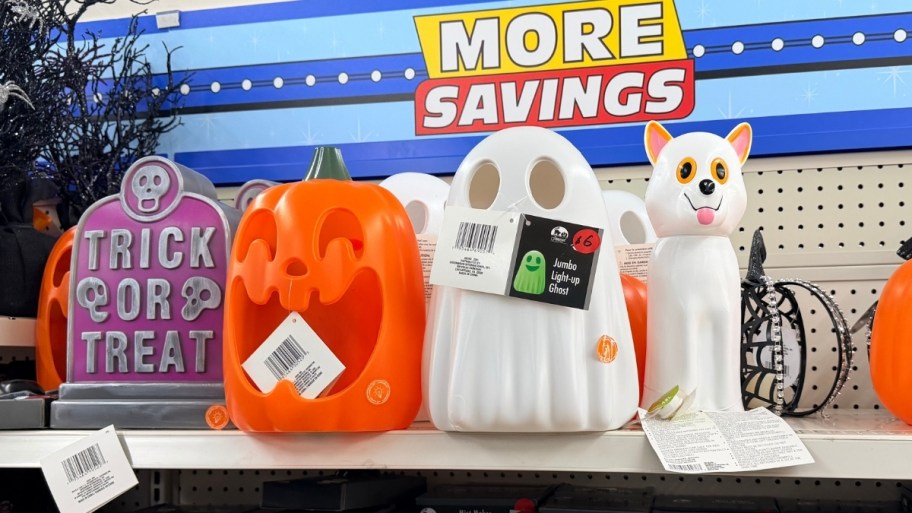 glow in the dark pumpkin and ghost decor