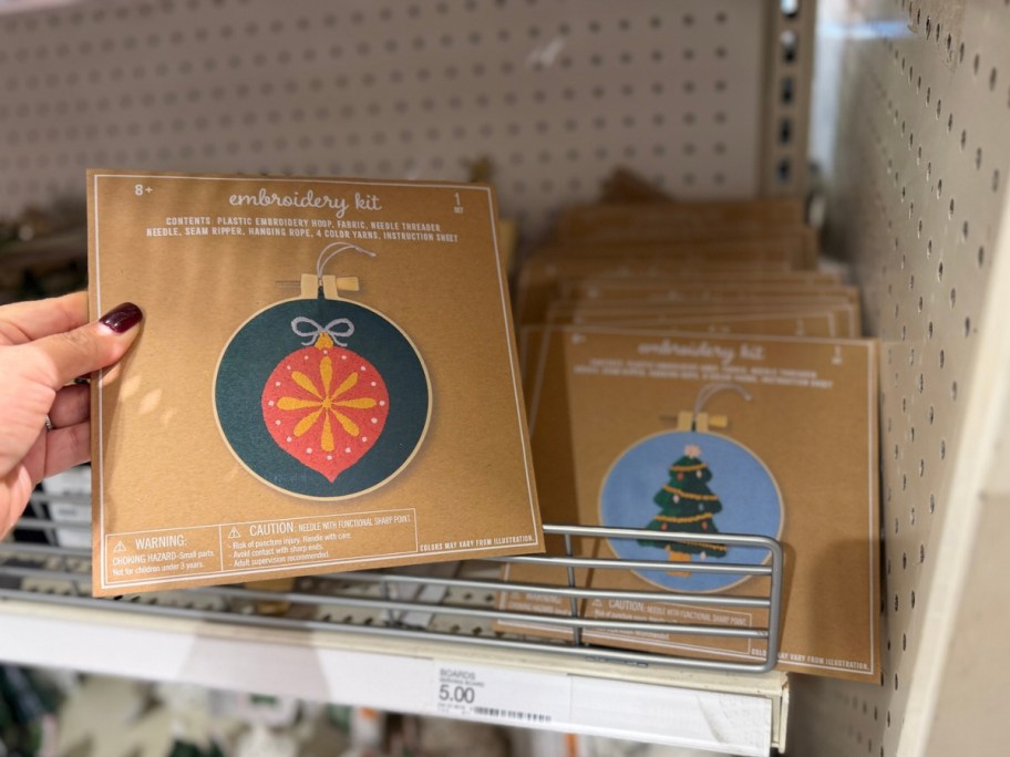 hand holding ornament embroidery kits