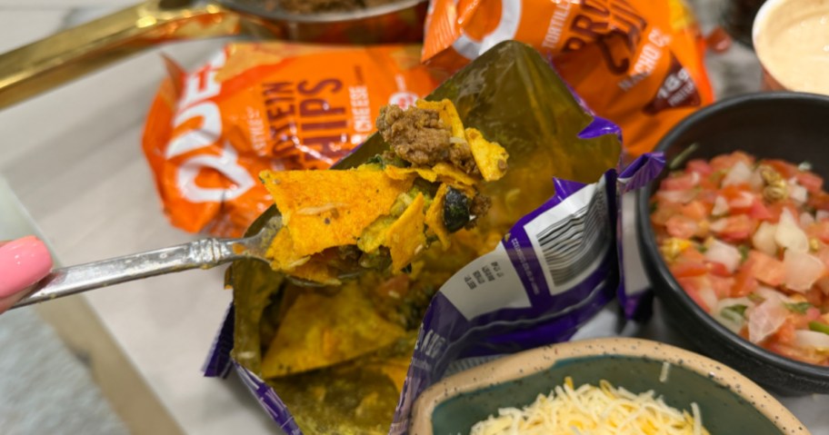 fork with walking taco bowl